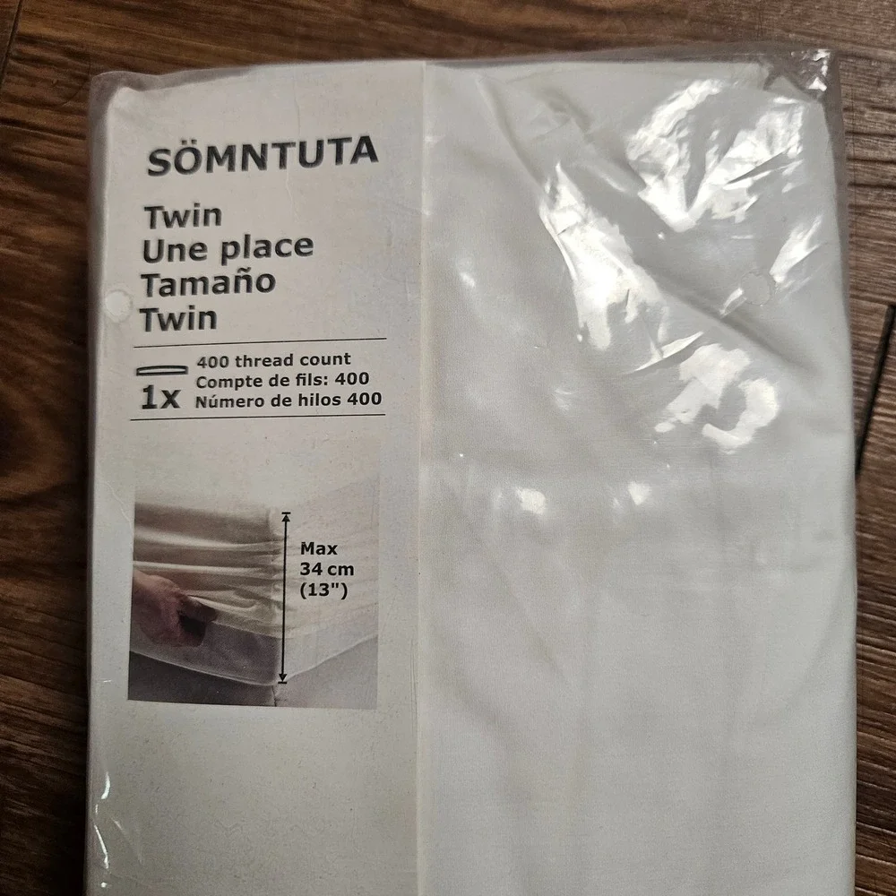 IKEA Somntuta Twin Fitted Sheet 400 Thread Count 100% Cotton White NWT